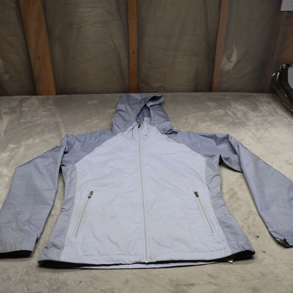 Columbia Jacket Womens Medium Blue Omni Heat Thermal Full Zip Rain Wind Fall